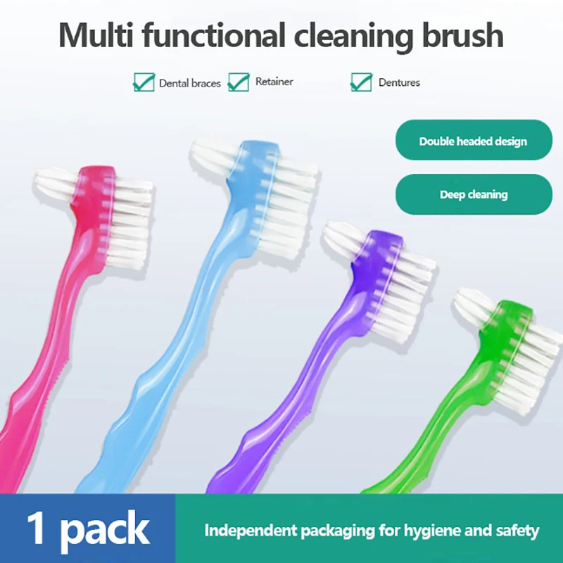 

Denture Cleaning Brush Deep Cleaning False Teeth Tool Reusable Invisible Orthodontic Braces Descaling Brush Oral Care Supplies