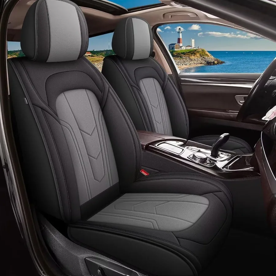 

Полный комплект чехлов на сиденья, подходящих для Nissan Frontier 2009-2025, кожаные чехлы премиум-класса для автомобильных сидений, водонепроницаемые и совместимые с подушкой безопасности