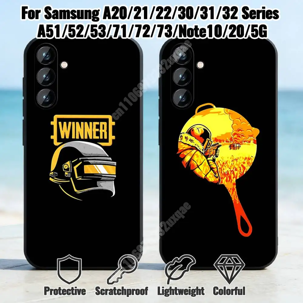 Game Winner Chicken Dinner Phone Case for Samsung Galaxy A73 72 71 70 Note20 Note10 Note9 Ultra Plus FE Silicone Cover