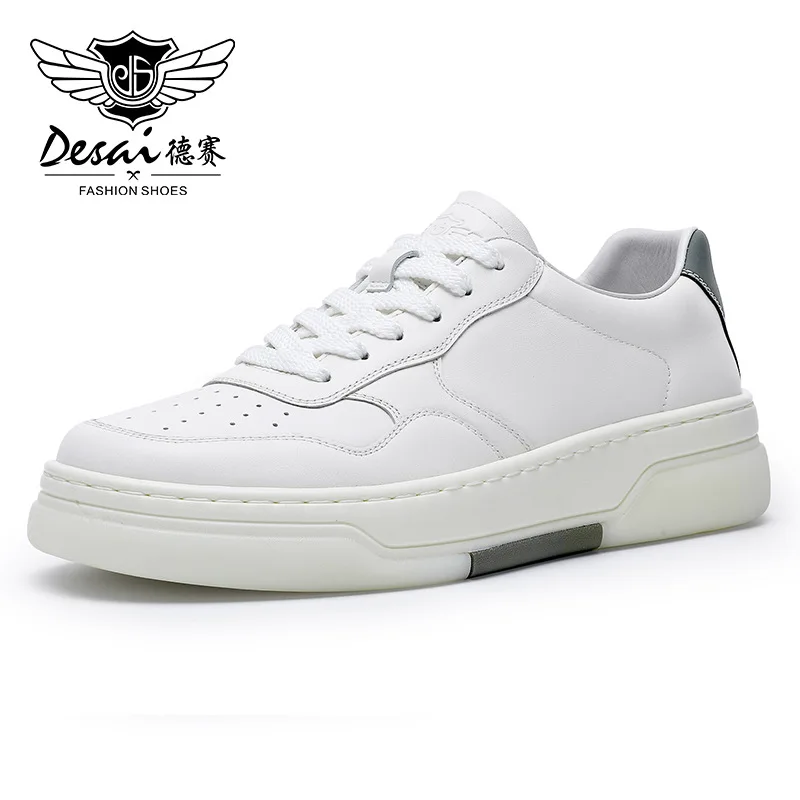 

Desai New Soft Sole Fashion Genuine Leather Casual Board Shoes Thick Sole Breathable Sports Air Force Little White Shoes