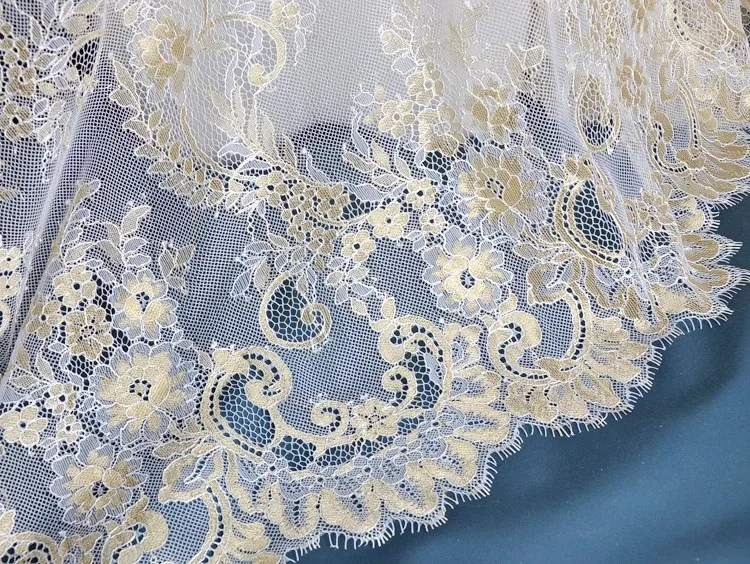 gauze eyelash lace fabric natural gold thread embroidery garment skirt curtain accessories cloth