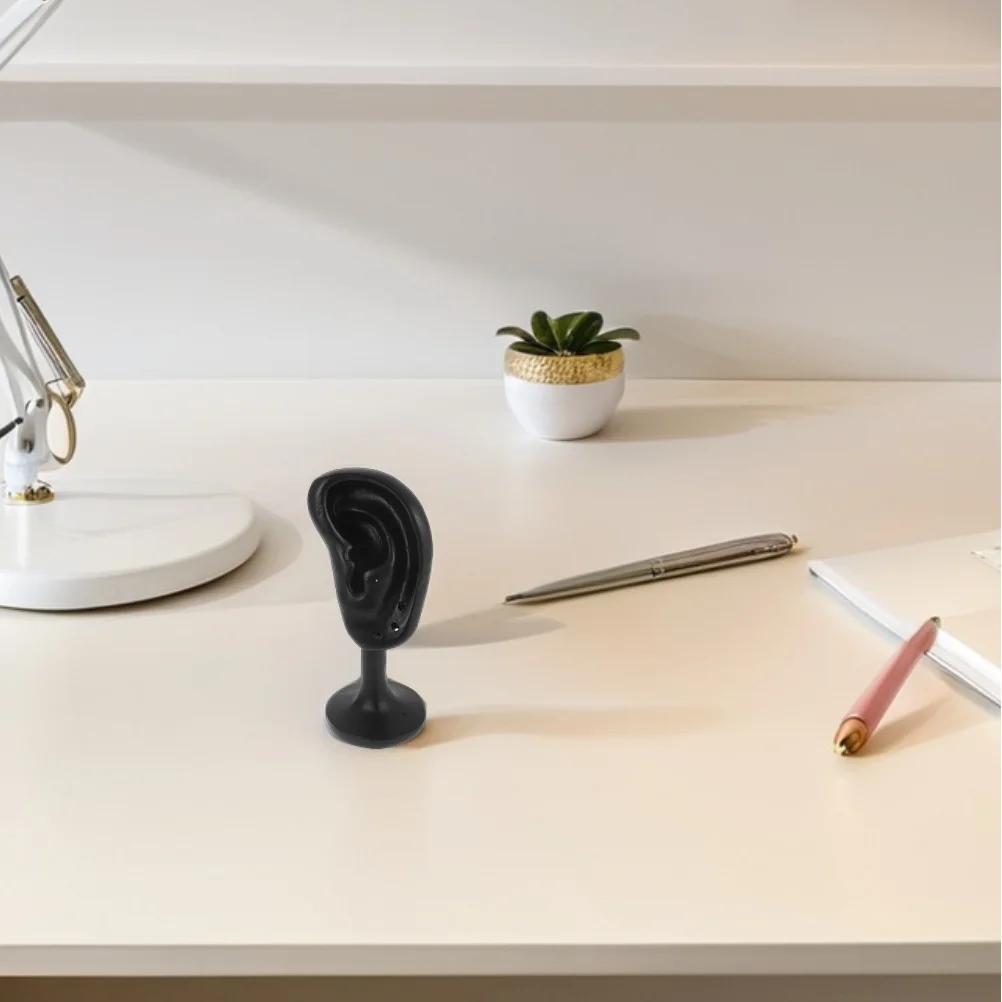 

2Pcs Human Ear Shaped Earring Display Stand Black Resin Simulated Ear Holder Jewelry Organizer Piercing Stud Holder Display Rack