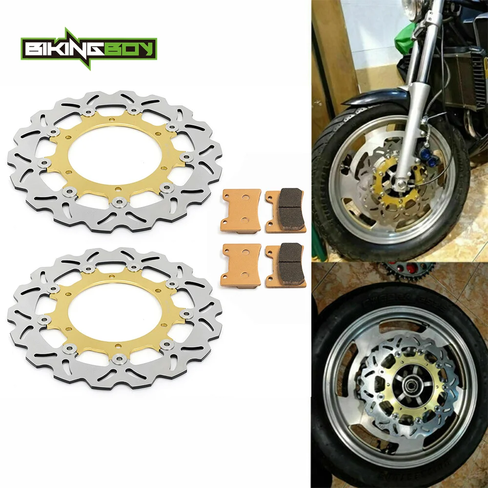 BIKINGBOY Front Brake Discs Disks Rotors Pads For Yamaha VMX 1200 V-Max 93 94 95 96 97 98 99 00 01 02 03 04 05 06 07 Full Set