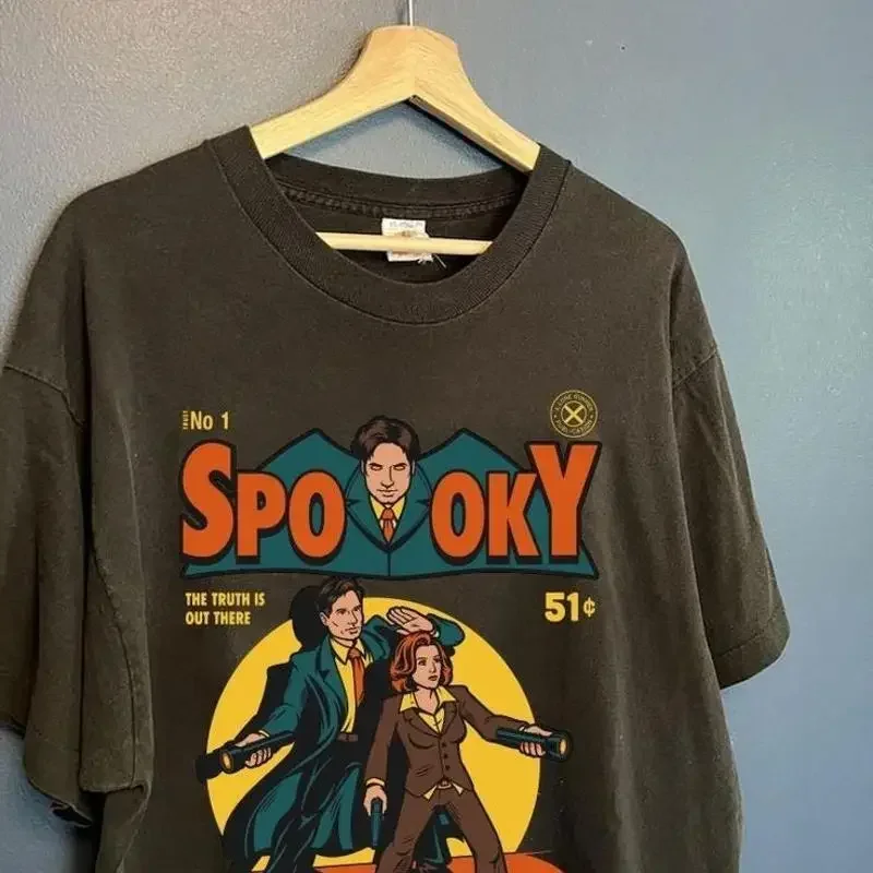The X files Spooky short sleeve dark chocolate color classic shirt KV36930