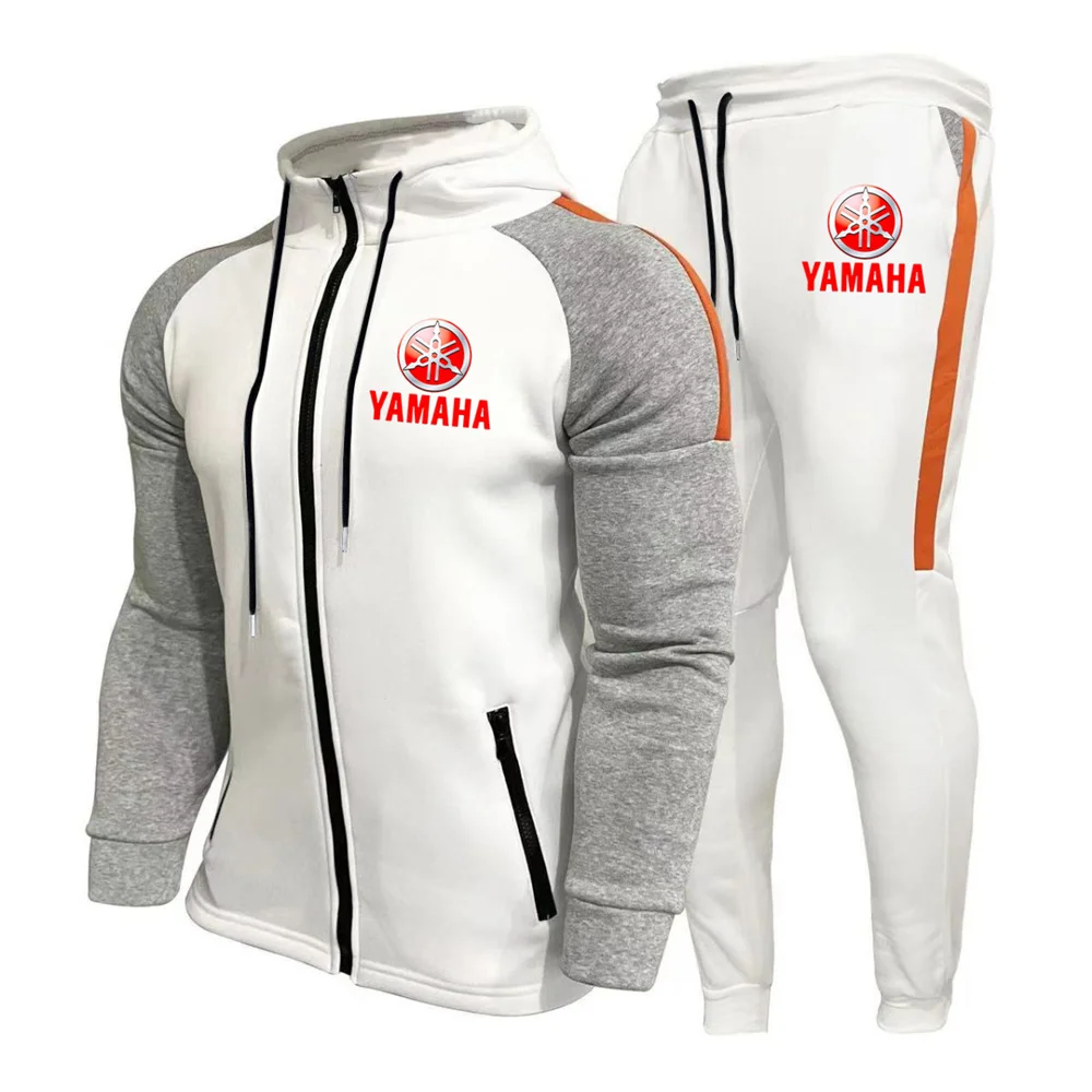 

2025 hot selling Yamaha fashion hoodie set for autumn and winter men's sports hooded long sleeved contrasting cardigan set