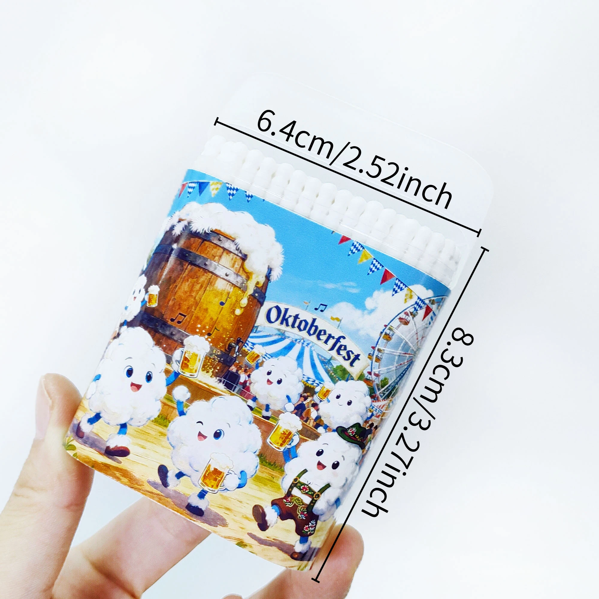 200 قطعة/600 قطعة مسحات قطنية تحت عنوان مهرجان البيرة، مسحات قطنية متعددة الوظائف برأسين، مسحات قطنية مستديرة حلزونية.