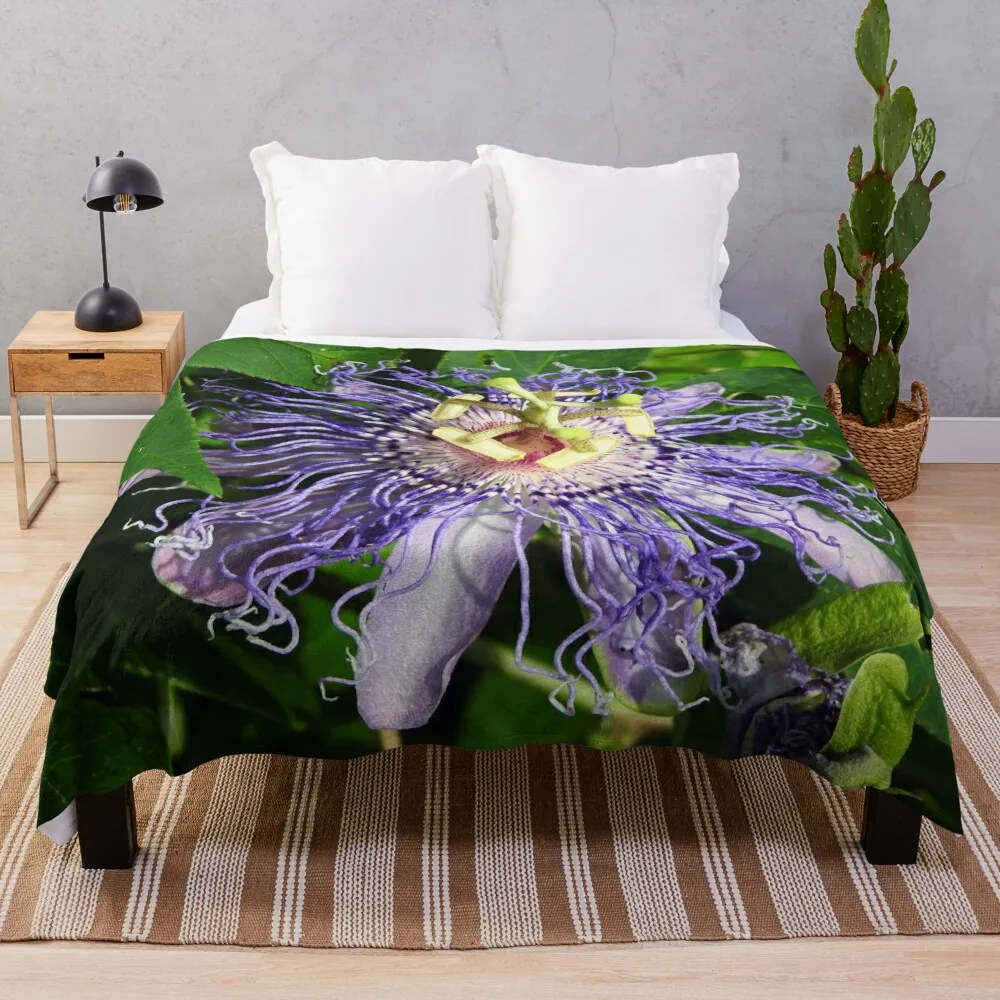 

Purple Passion Flower Throw Blanket Beautifuls Travel sofa bed Blankets