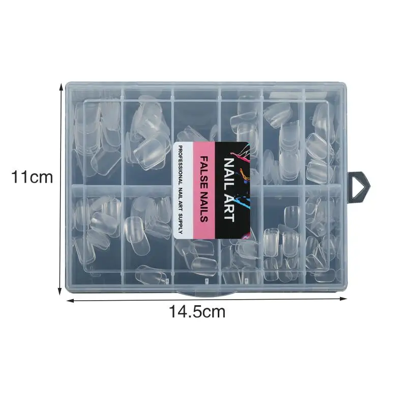 216 pièces presse sans couture sur faux ongles conseils Transparent couverture complète pointe d'ongle demi-mat Long cercueil amande ongles artificiels
