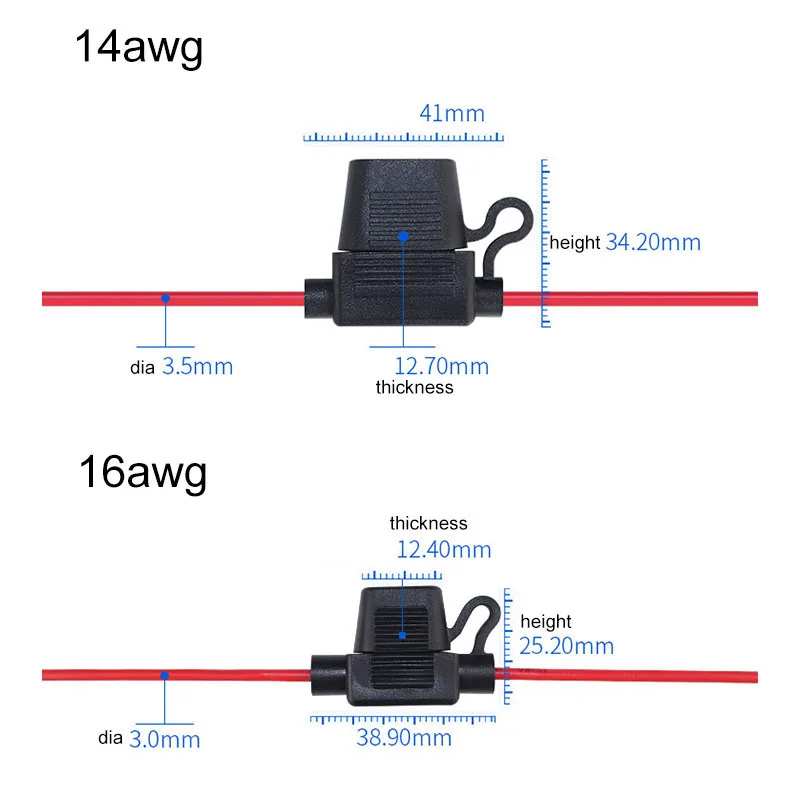 Auto Car Blade Inline Types Fuse Waterproof Hrproof Holder Case Motor Tap Blow Blo 16/14/12/10AWG Wire Cutoff Switch Socket