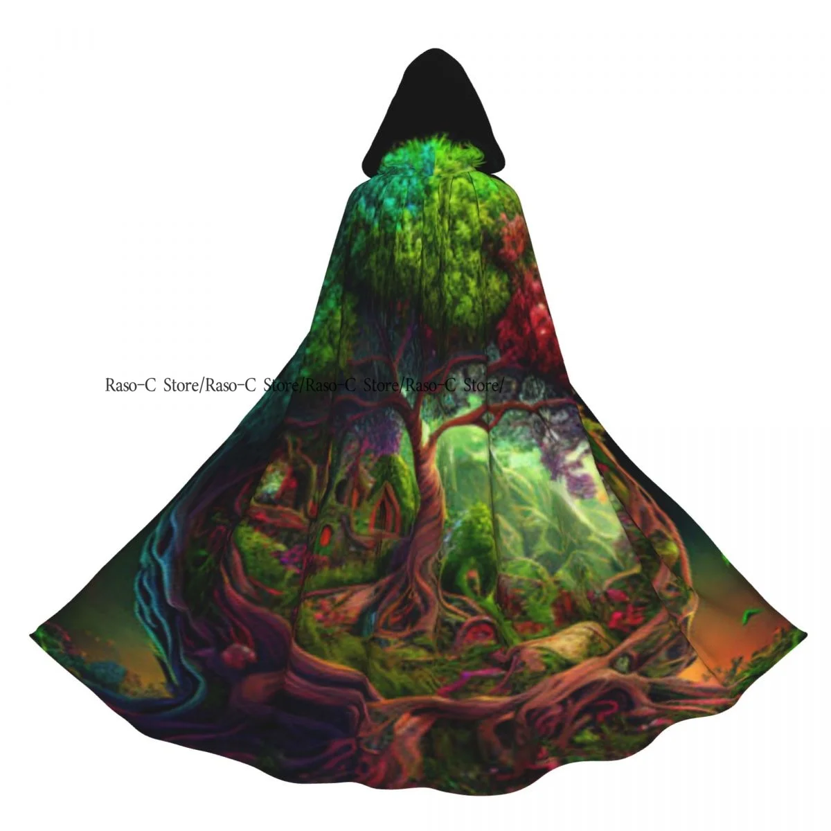 عباءة مقنعين للجنسين مع غطاء محرك السيارة مجردة شجرة الحياة عباءة مصاص دماء الساحرة كيب تأثيري حلي #1