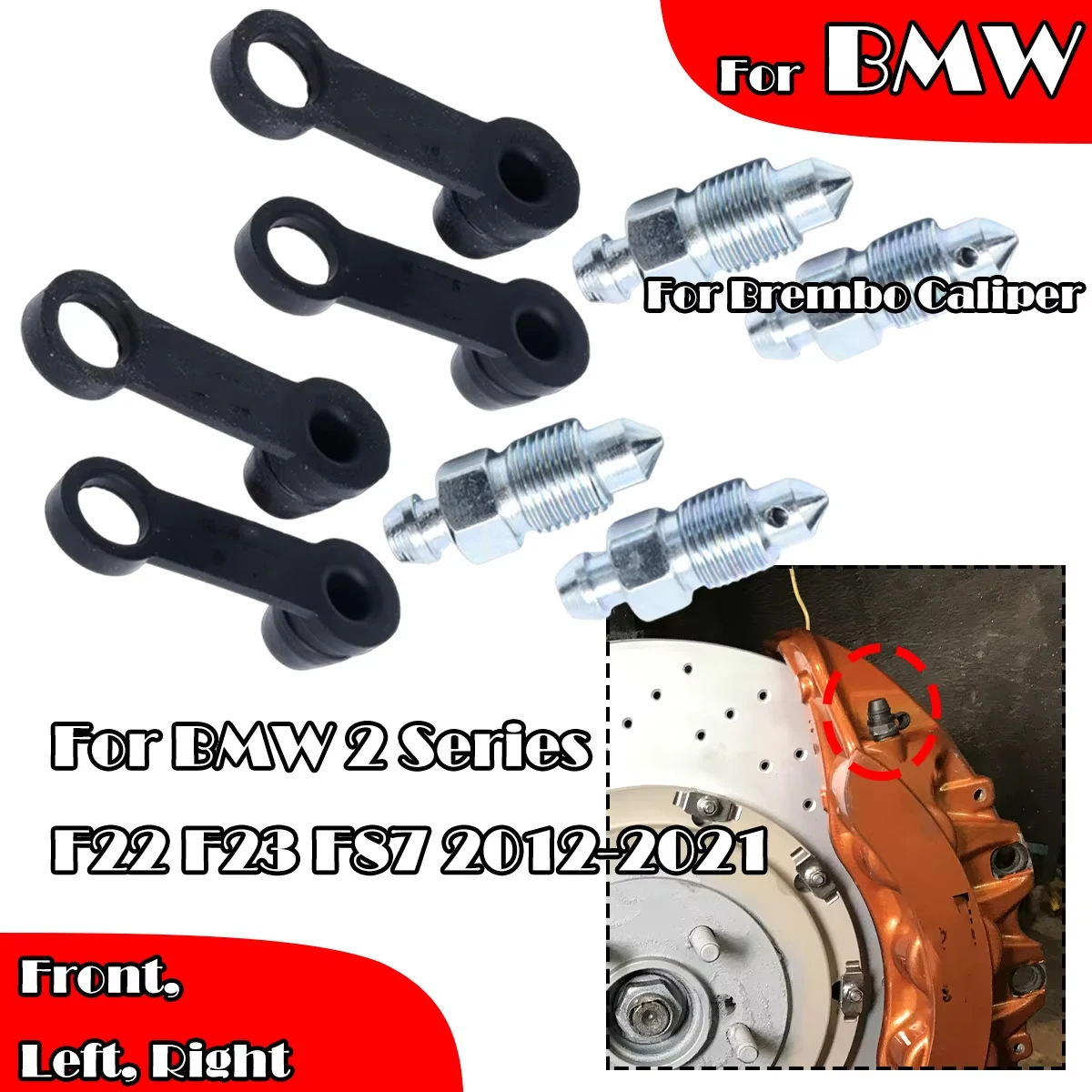 

For BMW 2 Series F22 F23 F87 2012-2021 Front Left Right Brake Caliper Bleed Nipples Screws Repair Kit Bleeder Valves Dust Caps