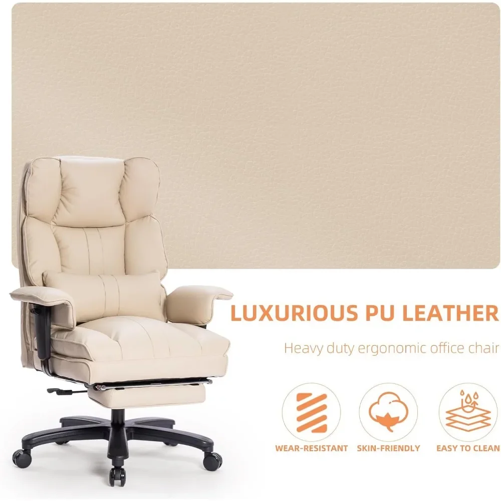 

【500lbs Heavy-Duty】Big & Tall Executive Office Chair | Wide Seat High-Back with Foot Rest | 500lb Capacity Task Chair