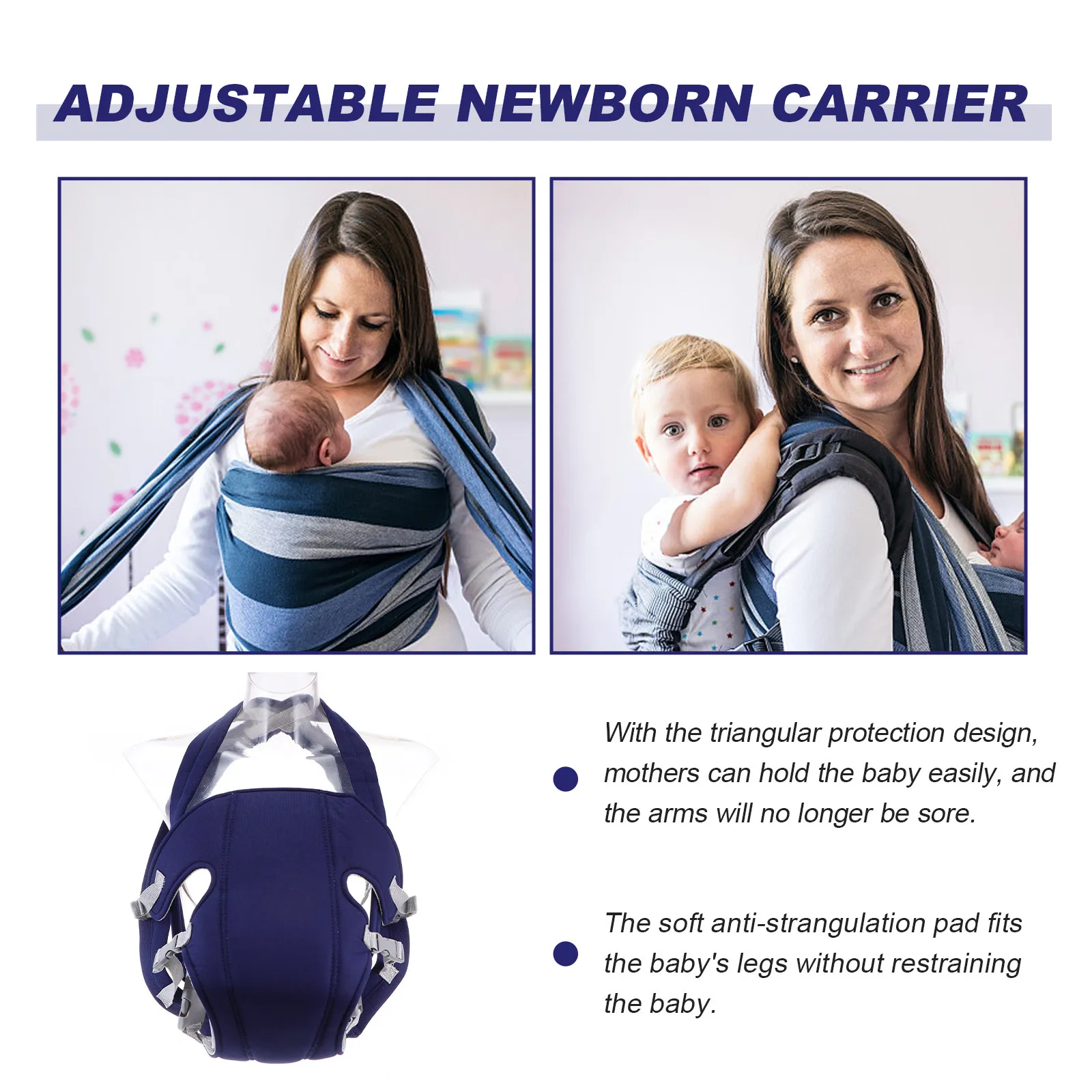 

Дышащая регулируемая переноска для младенцев от 3 до 18 месяцев, для ношения спереди и сзади, легкая, портативная, с защитой от удушья