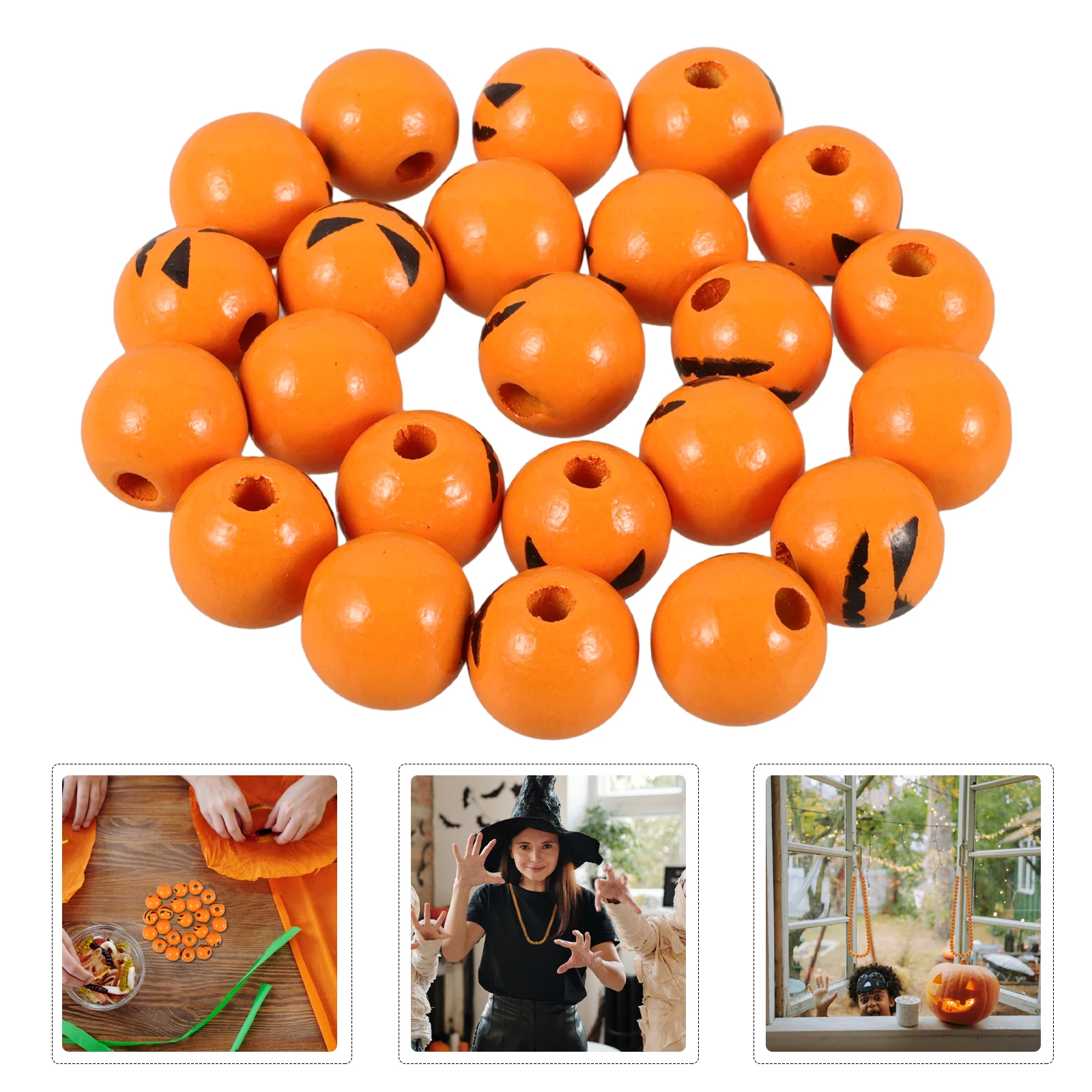 

50 Pcs Bead Wooden Decoration Halloween Chunky Hemu DIY Craft for Home