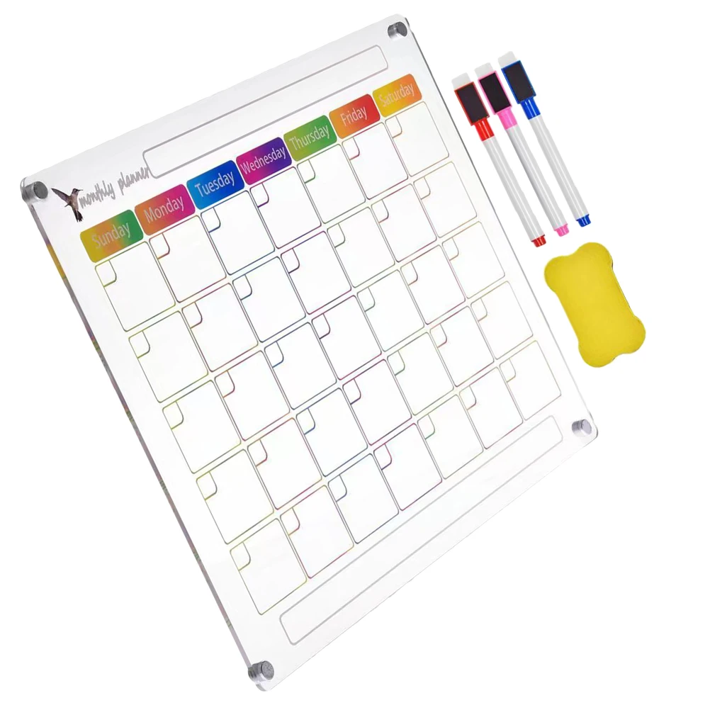 

1Set Magnetic Fridge Calendar Monthly Planner Dry Erase Board Portable Whiteboard Pen Eraser Magnetic Calendar for Fridge