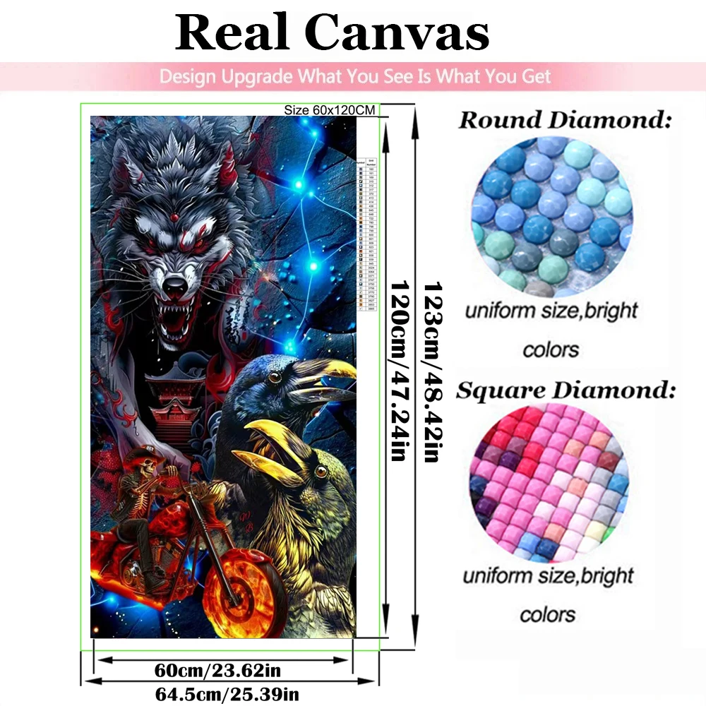 Wolf And Eagle Motorcycle Skull Diamond painting New 2025 Full Square Round Diamond Art Cross Stitch Kits Mosaic Art Home Decor