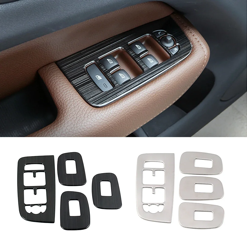 For Volvo XC60 LHD 2018-2025 V60 S60 2020 Inner Door Armrest Window Lift Switch Button Panel Cover Stainless Steel Trim Sticker