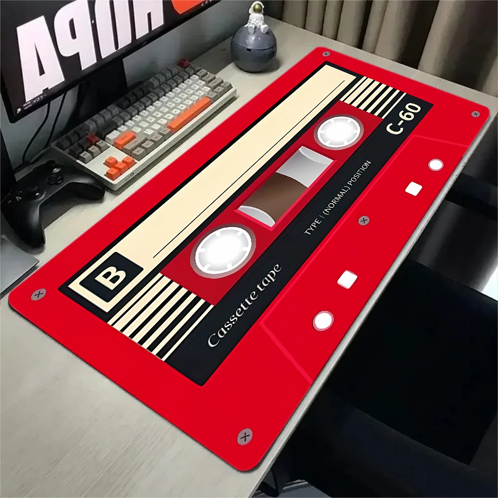 Red Retro Box Tape Design Mouse Pad Home Gaming Non-Slip Anti-wrinkle rubber Desk Mat XXL Office Carpet Keyboard Computer Desks