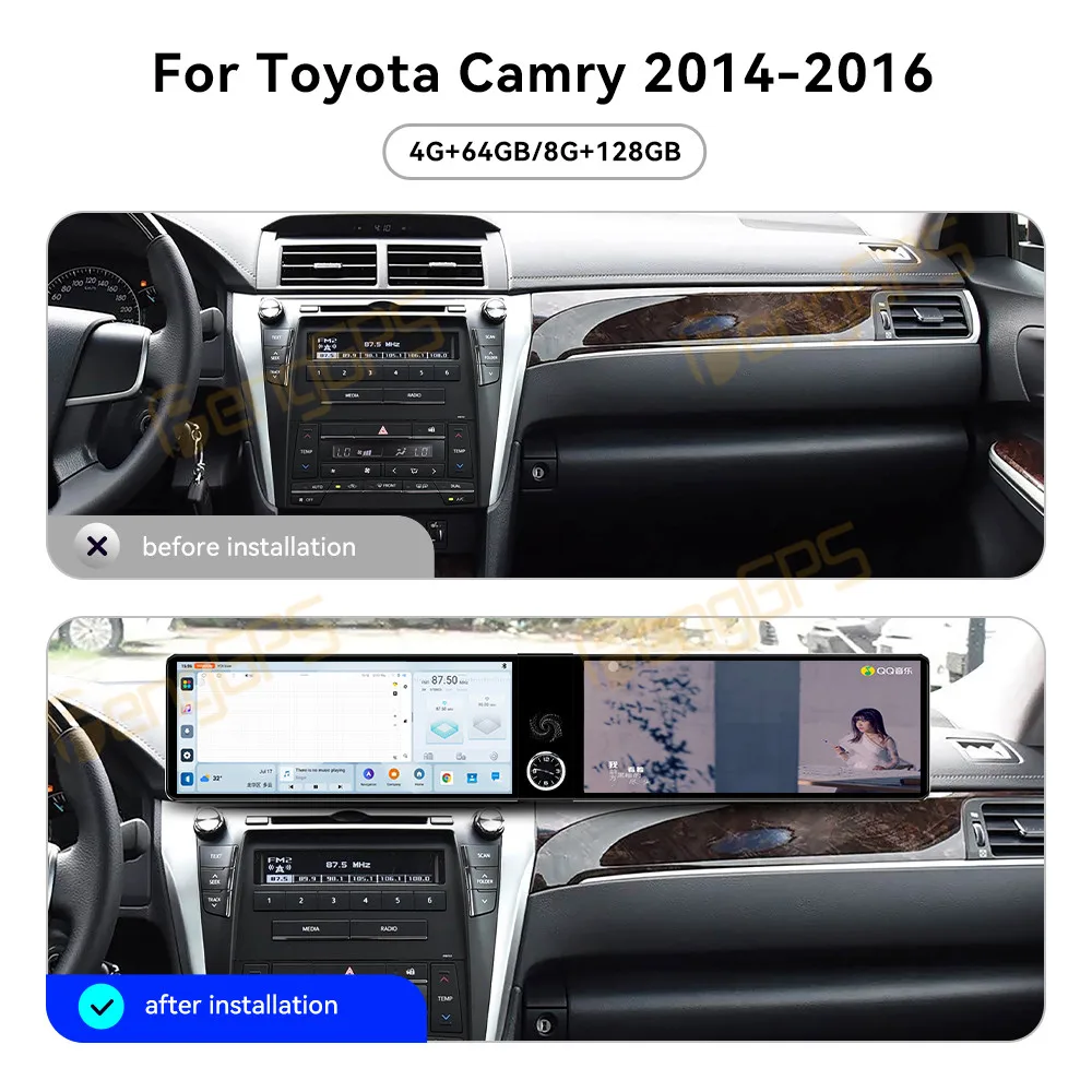 24.6 Inch Screen Car Radio For Toyota Camry 2014-2016 Android Auto GPS Navigation Multimedia Video Stereo Receiver Head Unit