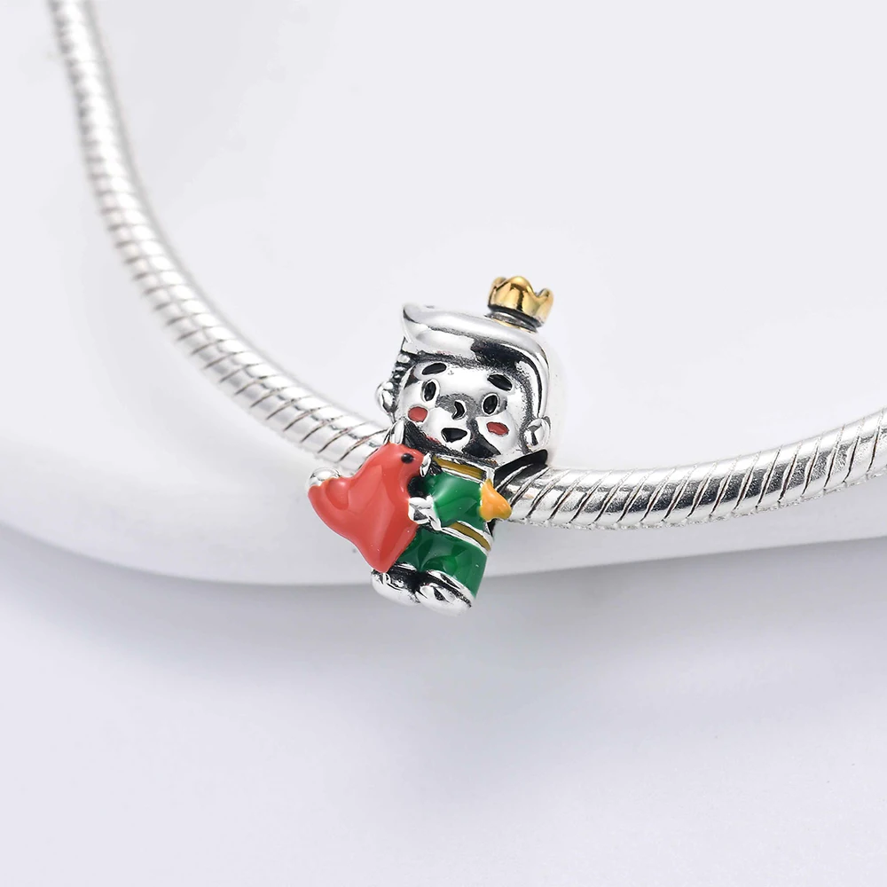 New 925 Sterling Silvering Prince Playing Card Charm of ley 925 Chain Beaded Fit Original Pandora Bracelet DIY Ladies Jewelry