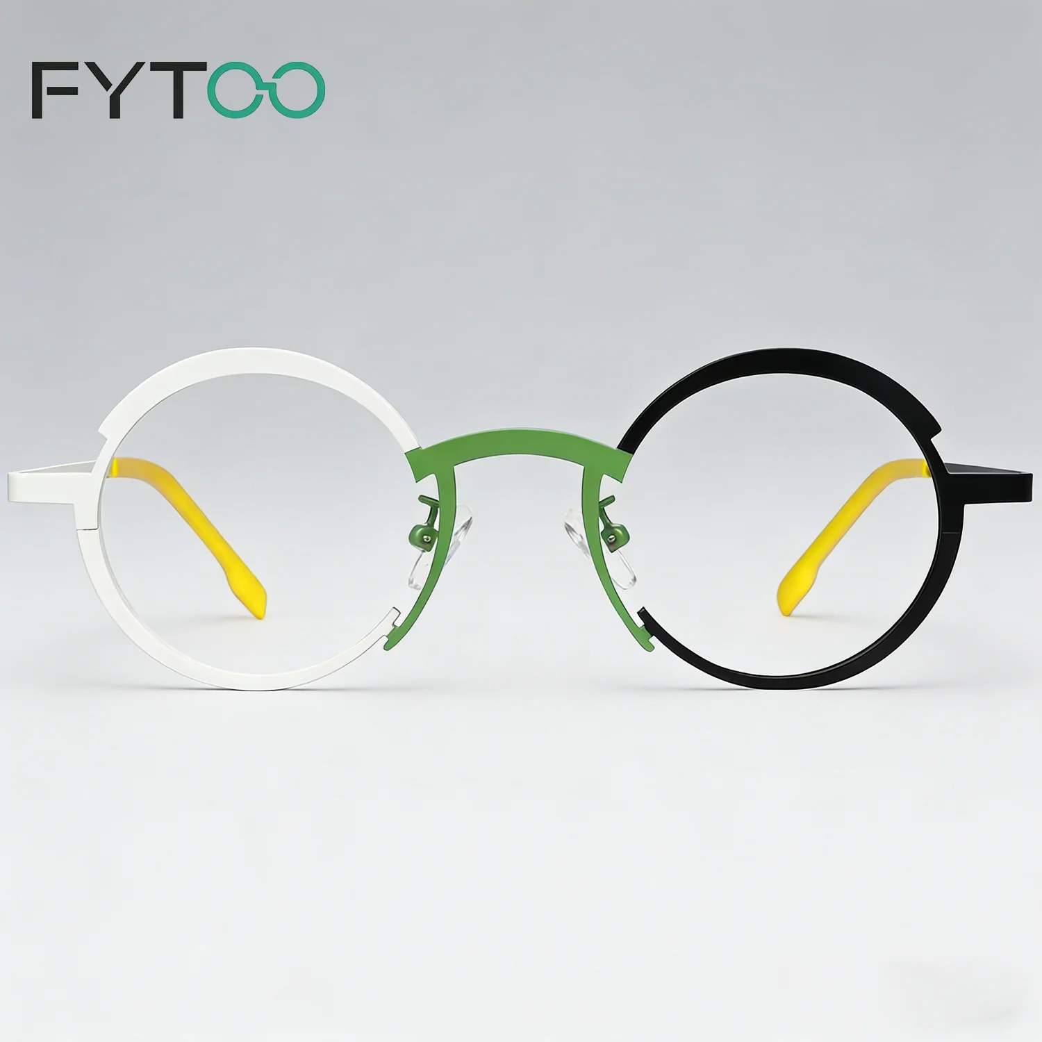 

Оправы для очков FYTOO из титана, ультралегкие, 13,2 г, двухцветные, круглые, с полной оправой, для повседневной носки и модных образов H85773-C4