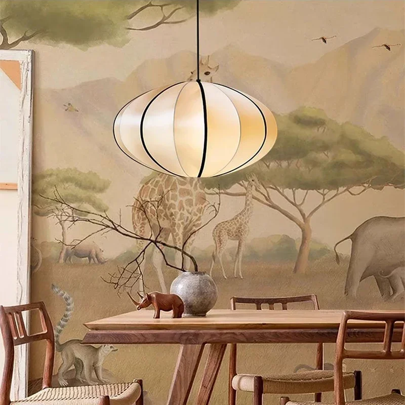 Nordic Fabric LED Ceiling Chandelier Dining Table Pendant Light Living Room Bedroom Kitchen Island Hanging Lamp Decor Lighting