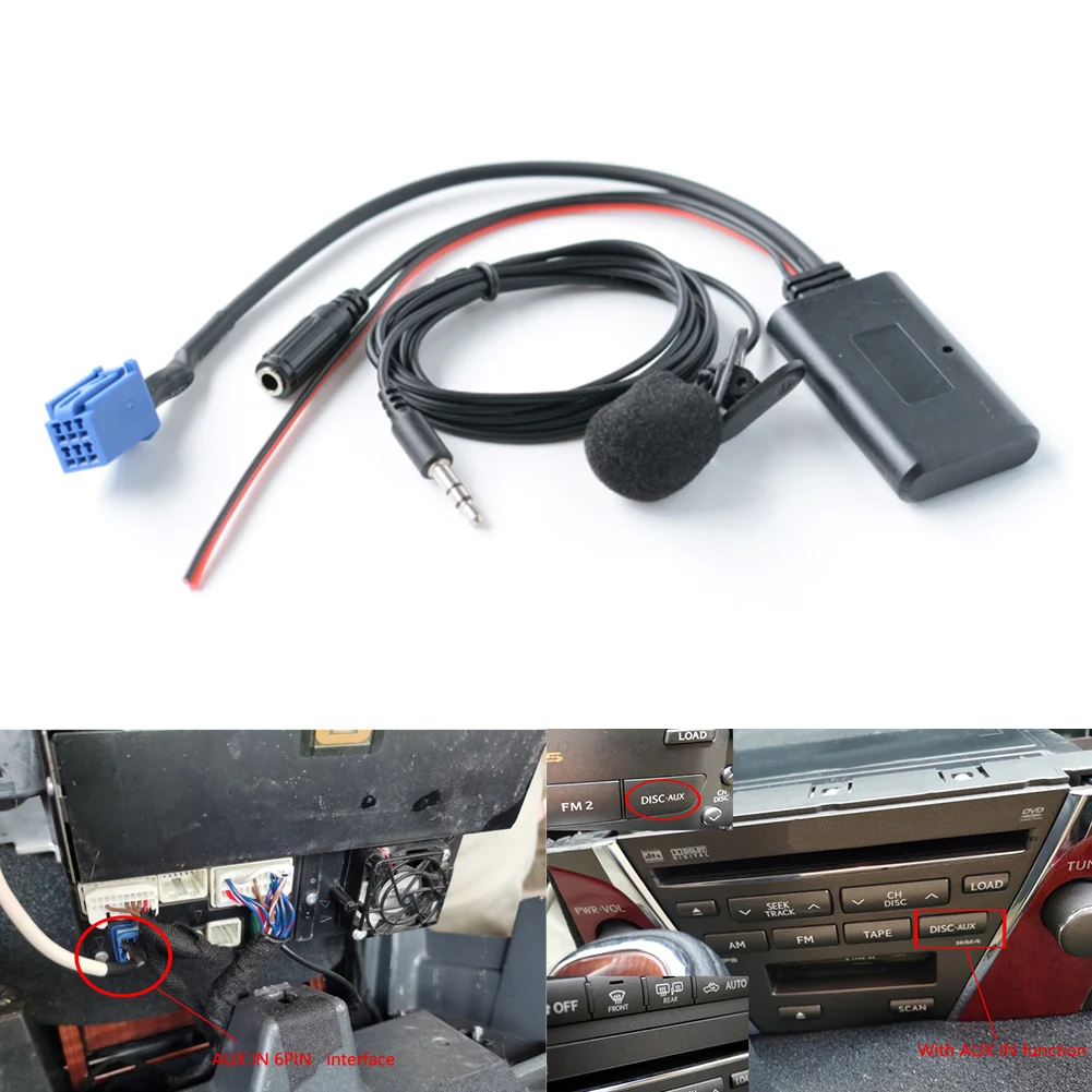 

Car BT 5.0 Module Handsfree Aux Audio Adapter Cable for Lexus IS350 I50 LS460 2006-2008 with Fuse Protection Black ABS