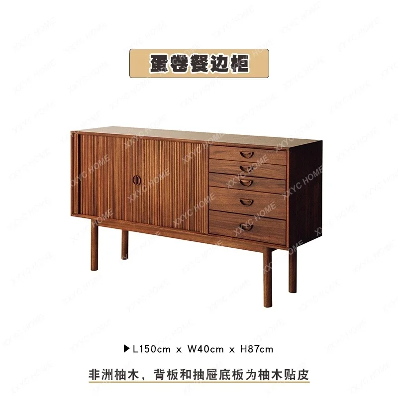 N Средневековый обеденный боковой шкаф из цельного дерева, шкаф из тикового дерева, ретро шкаф с рольставнями, шкафчик для гостиной, дома, шкафчик для хранения