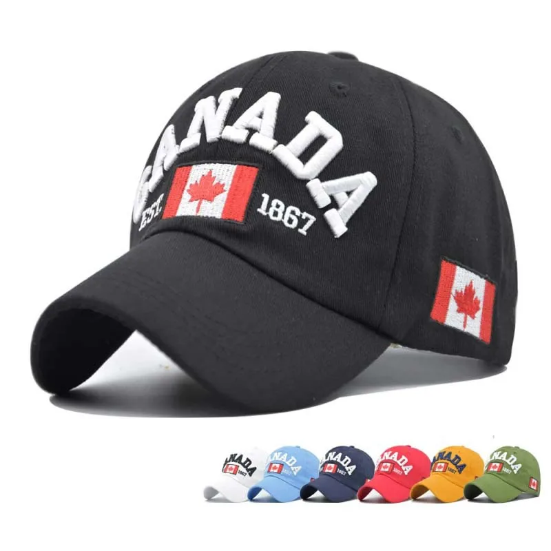 New Fashion Trend Cotton Canada Baseball Cap Flag of Canada Hat Snapback Adjuatable Mens Baseball Caps Gorras