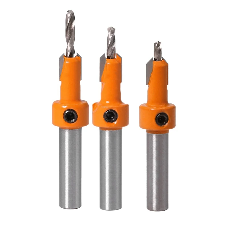 3 Pcs Countersink Drill Bit Set Wood Hole Drill Bit Timber Wood Working Drill Bits With Hex Key For Wood Screw Cutter