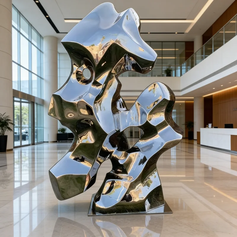 Customized stainless steel sculpture, fiberglass imitation rock, large decorative piece