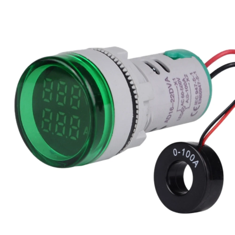 

AC60-500V 0-100A Вольтметр Амперметр Круглый светодиодный двойной дисплей AC Амперметр Вольт Амперметр Цифровой индикатор напряжения и тока Амперметр