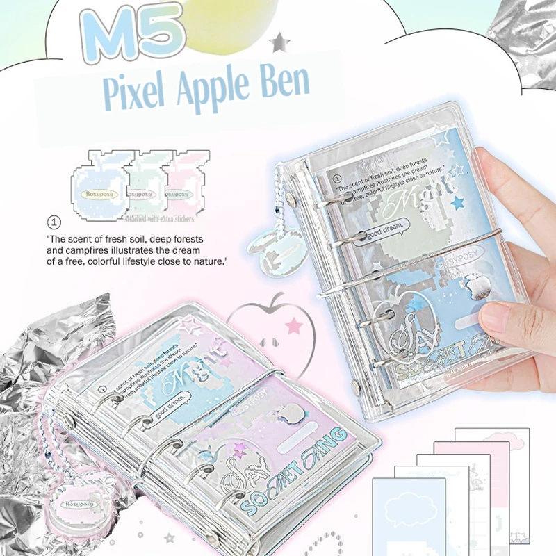 Minkys pvc m5 cadernos mini bolso pasta livros diário semanal agenda anual planejador kawaii foto livro estudantes material escolar