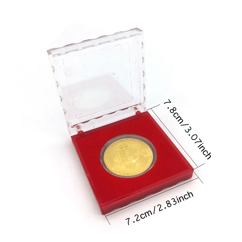 Commemorative Coin Gift Display Box Bitcoin Box Acrylic Square Case Cryptocurrency Metal Coin Home ornaments