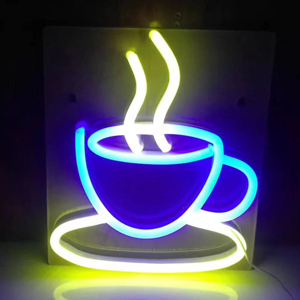 Coffee Cups Pizza Neon Signs for Extra Personality Business Windows Neon Pleasure Logo Light Lamps Holiday Lighting Wall Panels