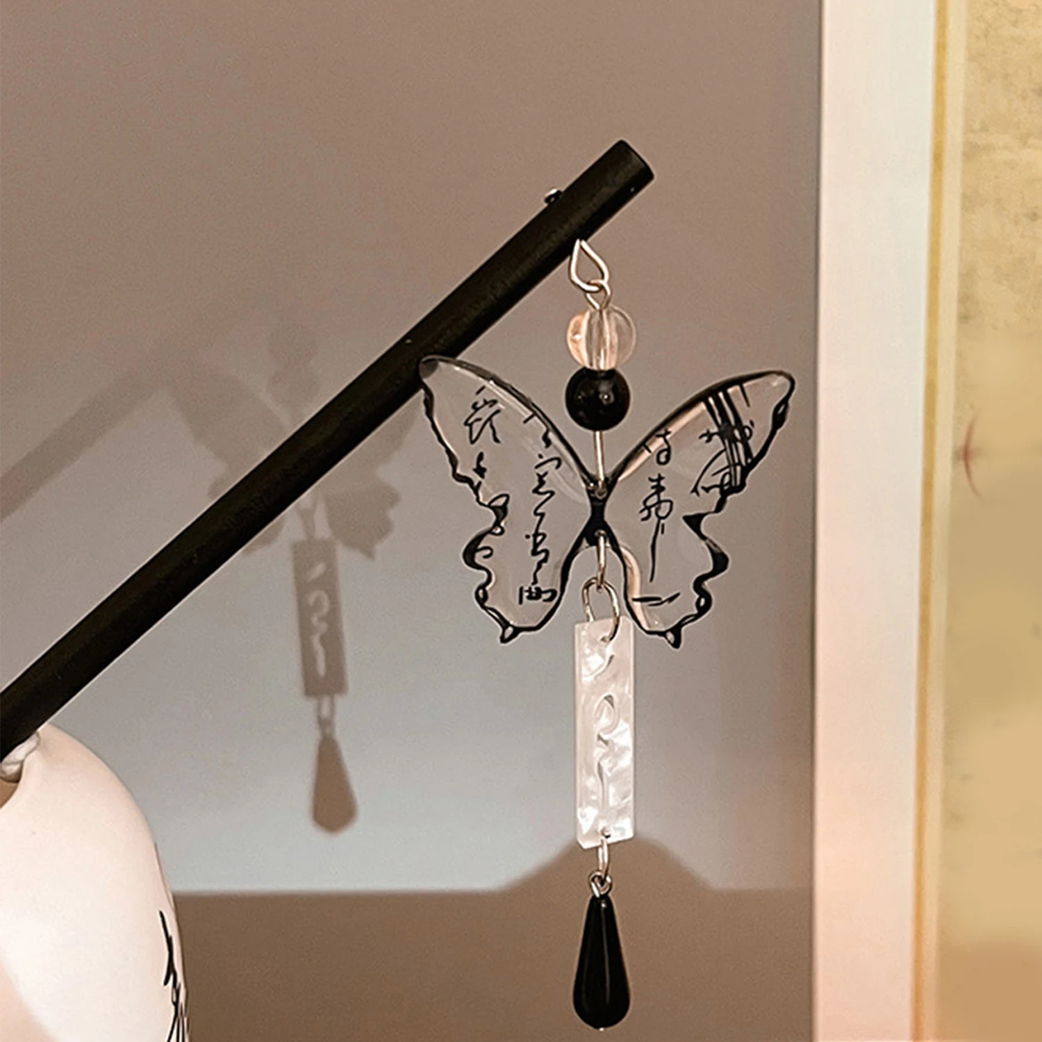 Vintage Ink Paiting Butterfly Earrings For Women Tassels Detail Chinese Ancient Style Ear Ornament Hairpin Jewelry Gift