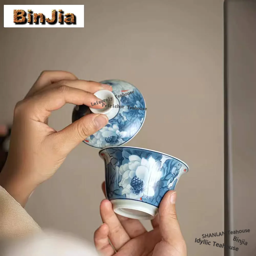 

Antique Blue And White Lotus Ceramic Tea Set Complete Set Aesthetic Tea Ceremony Set Teapot And Tea Cup Set Teaset Decoration