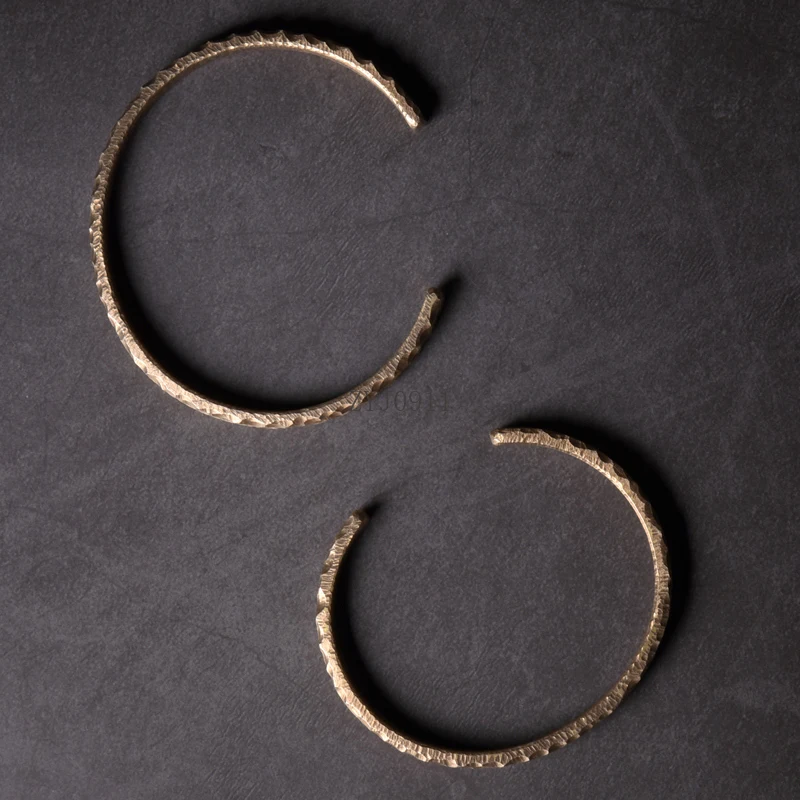 Estilo de casal de joias retrô, pulseira de cobre simples feita à mão para homens, pulseira de metal personalizada para mulheres