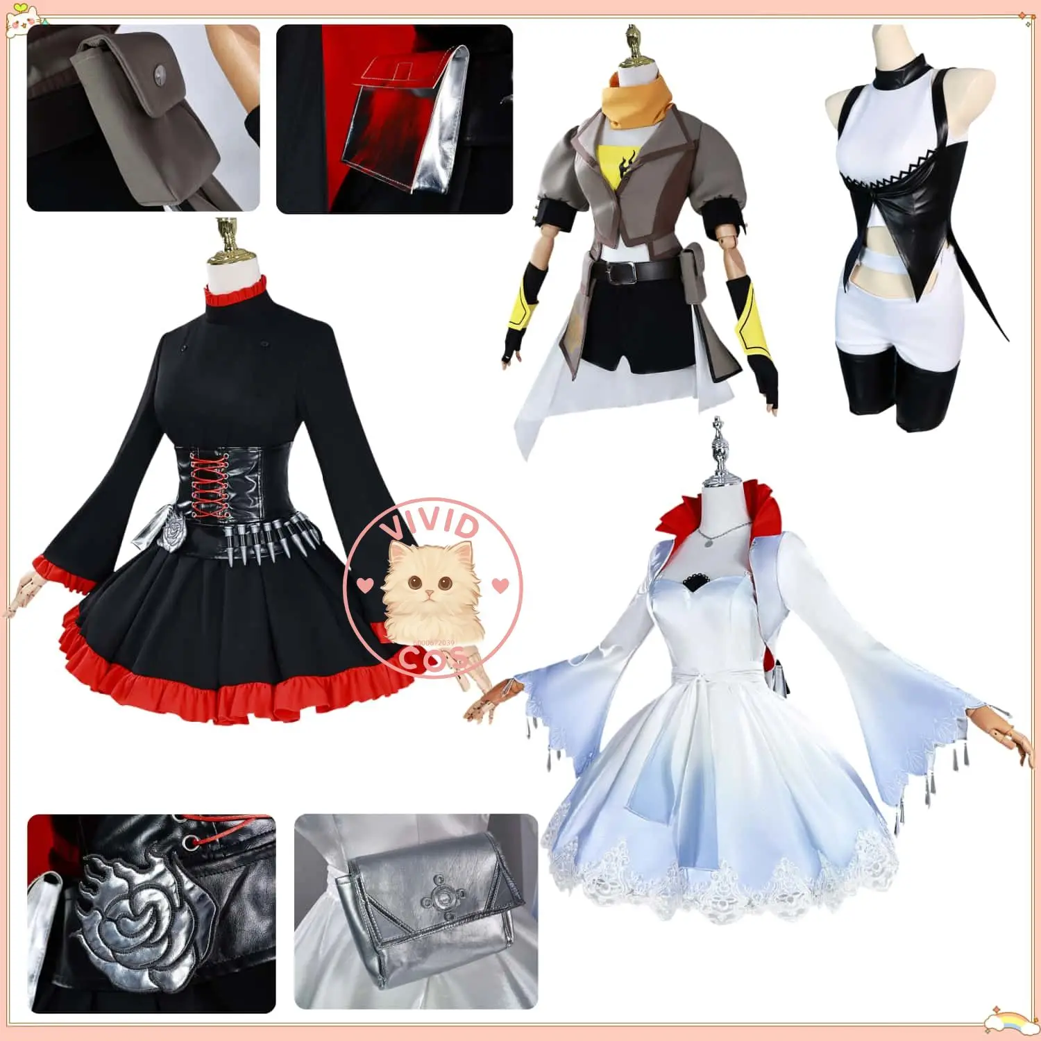 

Anime Cosplay Costume Rose Schnee Belladonna Xiao Long Role Playing Clothes for Women Adult Comic Con Halloween Party Uniform