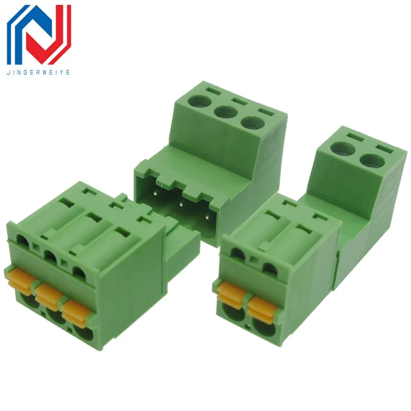 2sets 2EDG 5.08mm Aerial Butt Welding Type 2EDGKD 5.08mm Spring Plug Solder-free Docking Terminal Block Connector 2/3/4/5/6/7/8P