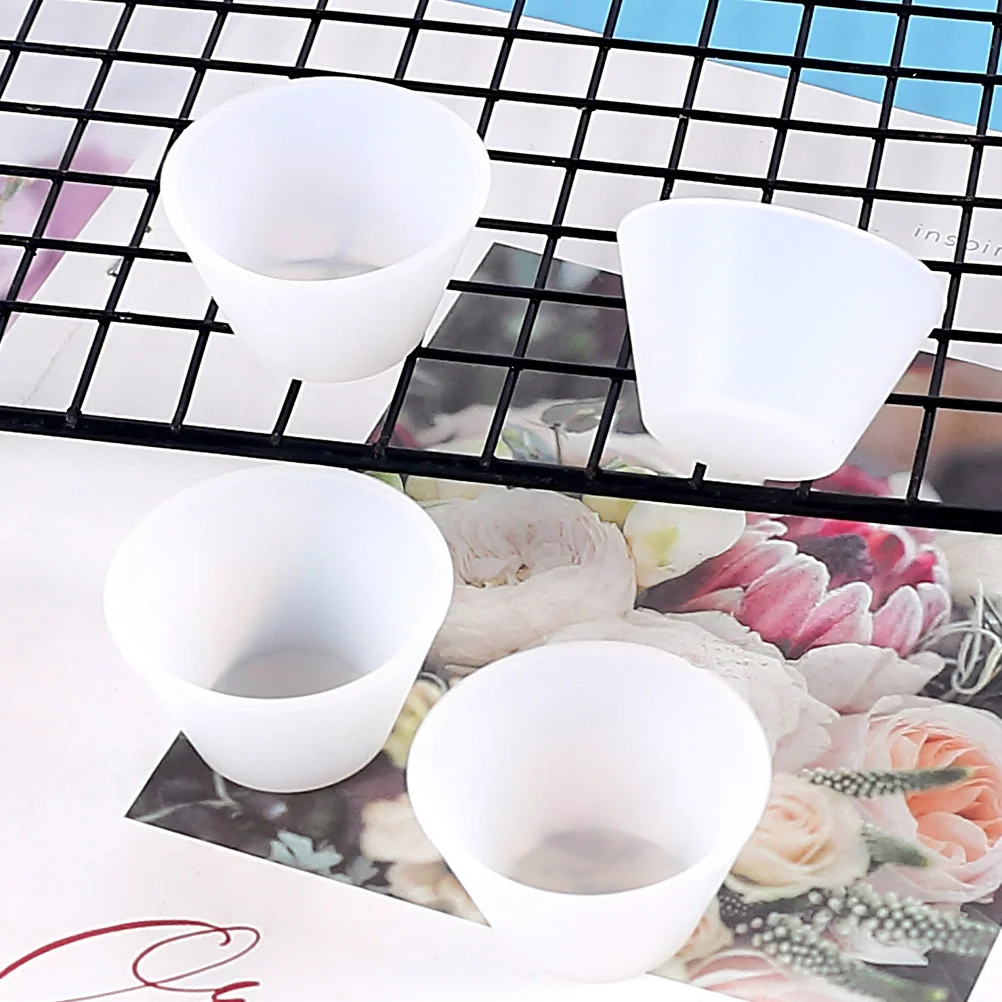 20 Pcs Mini Measuring Cup Glue DIY Accessory Resin Mixing Crafts Supply White Silicone Cups Bowls