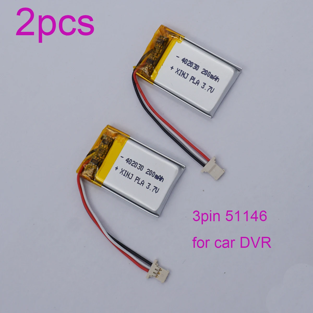 

3.7V 200mAh 0.74Wh Li-Polymer Lithium Li Battery 3-Wire JST 3pin 51146 Connector 402030 For for Car DVR Gamera Dash Cam Sat Nav