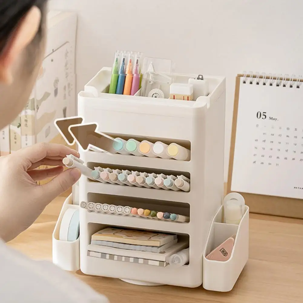 Pen Container 360-degree Rotatable Kids Pen Holder Desk Organizer with Chore Chart Checklist Task Board Capacity Pencil for Use