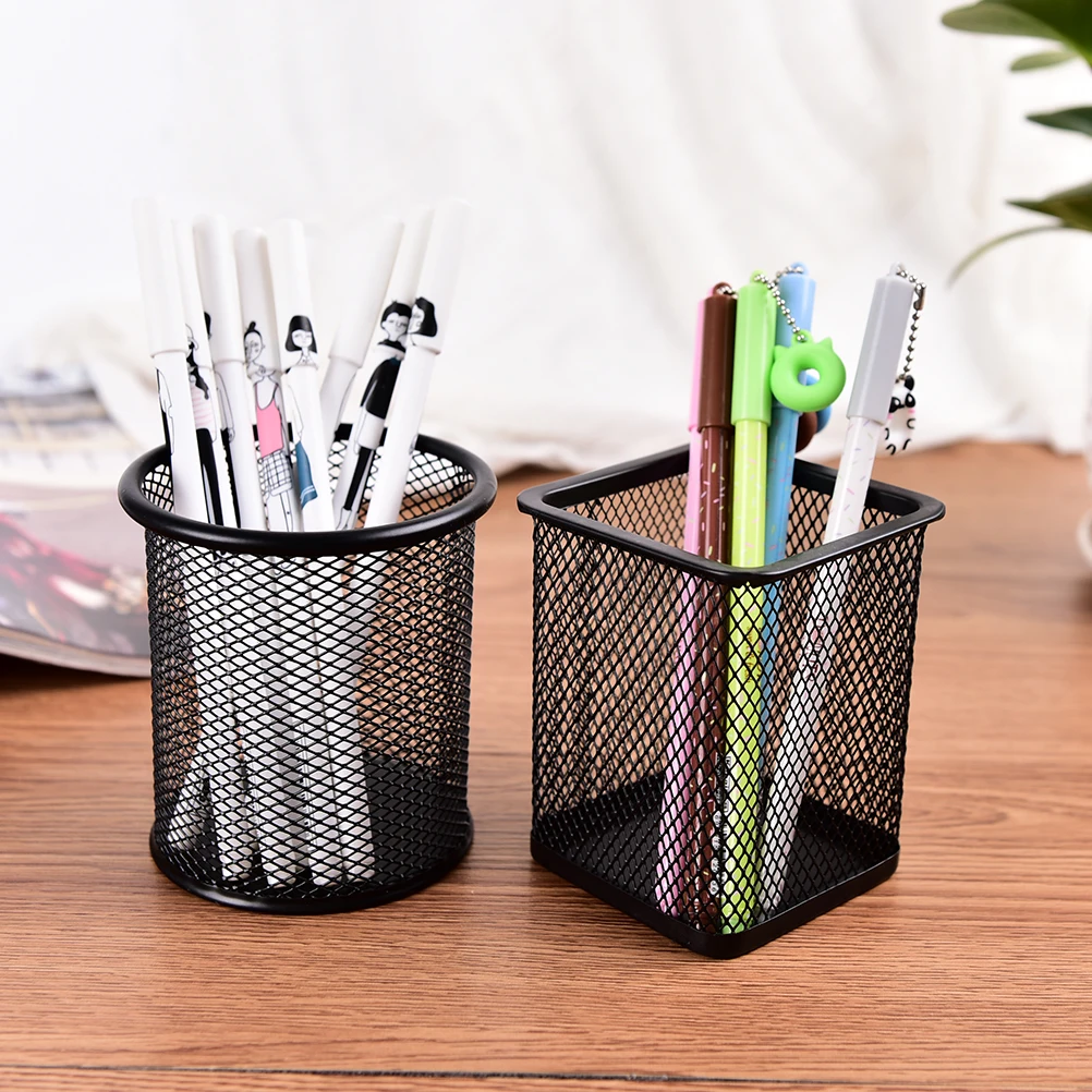 1pcs Pen Holders Black Metal Stand Mesh Style Pen Pencil Ruler Holder Desk Organizer Storage Office accessories