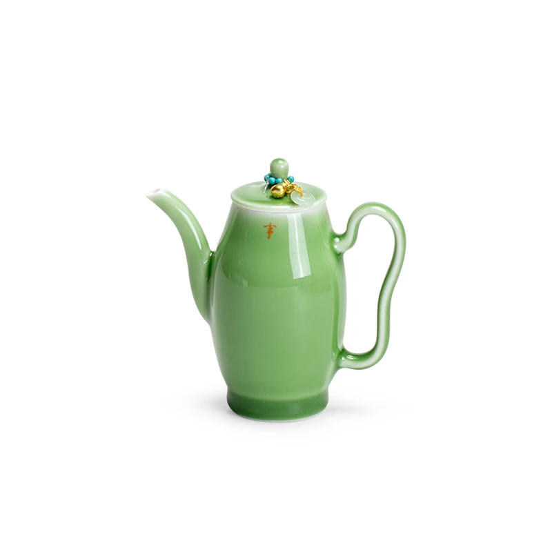 Teapot High-End Exquisite Ceramic Household Single One Pot Two Cups Emerald Everything Ruyi Kettle Bearing