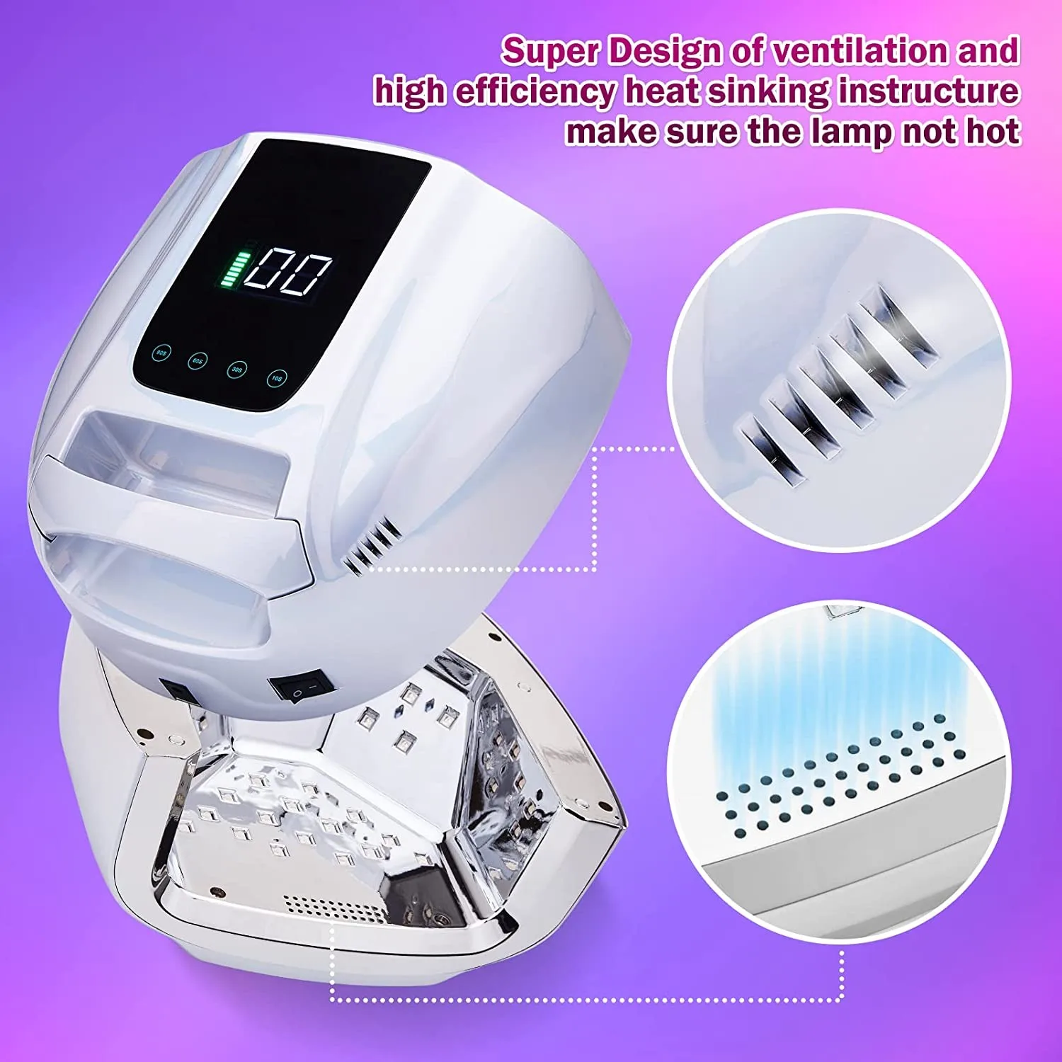 96W Mirror Reflective Nail Lamp with Metal Pad Cordless Manicure Dryer Wireless UV Light for Nails Rechargeable Nail UV LED Lamp