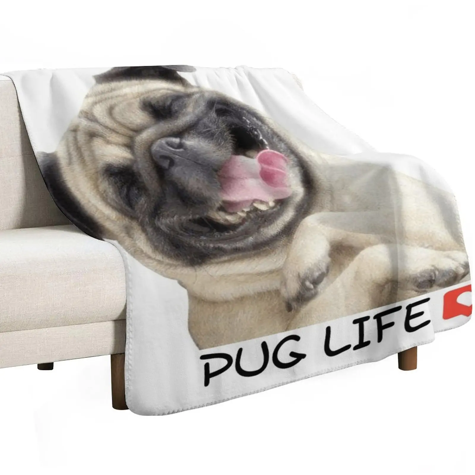 Cute Pug Throw Blanket Retros Luxury Hair Weighted Nap Bed linens Blankets