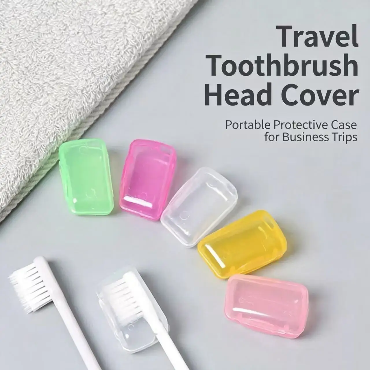 5 Pcs Random Color Travel Toothbrush Head Covers, Portable Mini Toothbrush Protector Case for Adults Outdoor Business Trip
