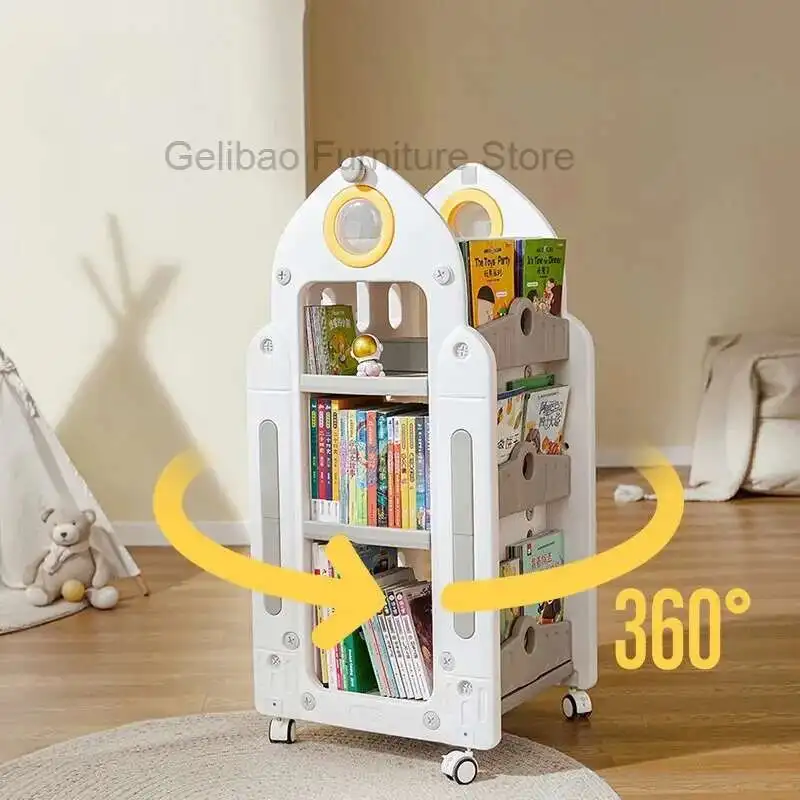 Rak Buku Anak-anak Rak Anak-anak Berputar Rak Buku Mainan Organizer Rak Buku Rak Buku Rak Penyimpanan Anak Furnitur Anak