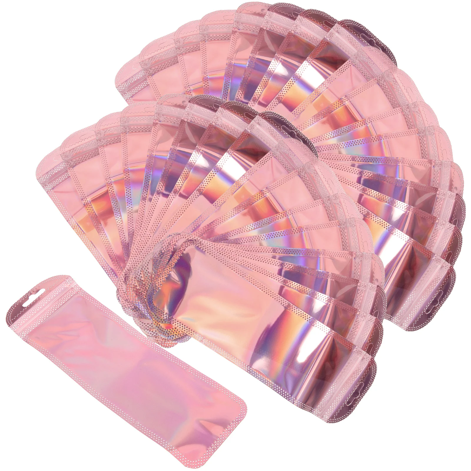

100 Pcs Jewelry Packaging Bags 6x18 5cm Rose Pink Storage Reusable Sealed Pouches For Earrings Necklaces Small Business
